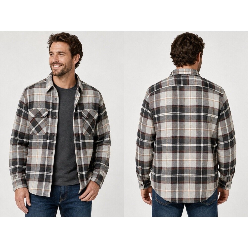 Lands’ End Men’s M Heavyweight Flannel Shirt Jacket Shacket Plaid 38-40